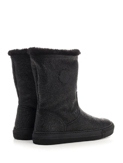 Shop Moncler Arabelle Fur Trimmed Ankle Boots In Black