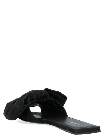 Shop Balenciaga Square Knife Bow Detail Slides In Black