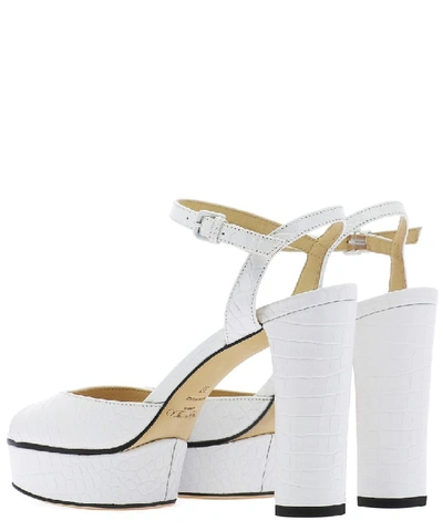 Shop Jimmy Choo Peachy 105 Croc Effect Platform Sandals In White