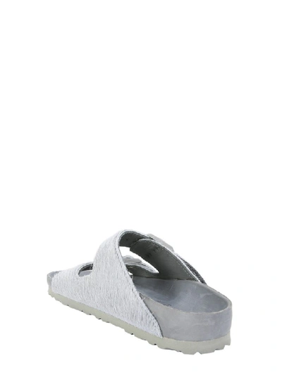 Shop Rick Owens X Birkenstock Arizona Fur Sandals In Grey