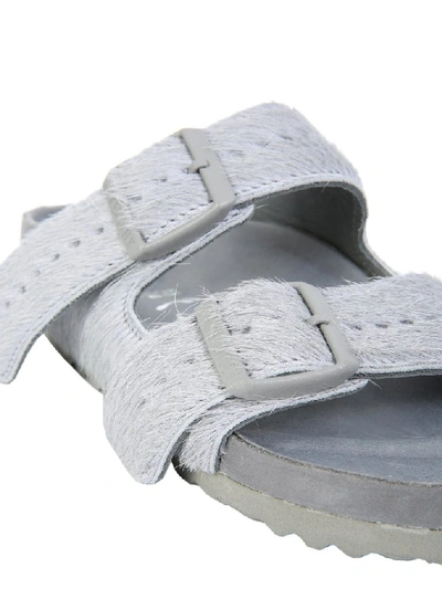 Shop Rick Owens X Birkenstock Arizona Fur Sandals In Grey