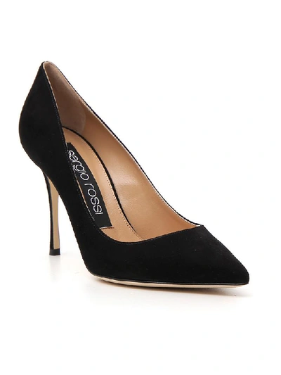 Shop Sergio Rossi Godiva Suede Pumps In Black