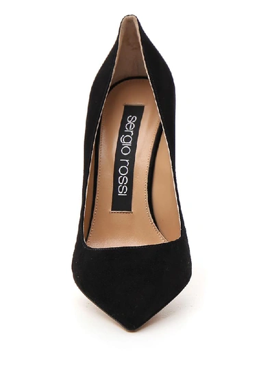 Shop Sergio Rossi Godiva Suede Pumps In Black