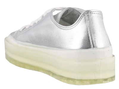Shop Msgm Logo Printed Platform Sneakers In Silver