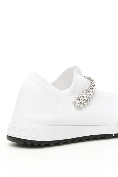 Shop Jimmy Choo Verona Crystal Detail Sneakers In White