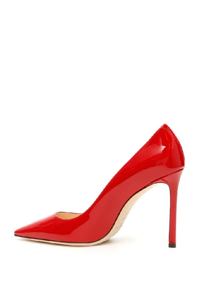 Shop Jimmy Choo Romy 100 Patent Leather Pumps In Red