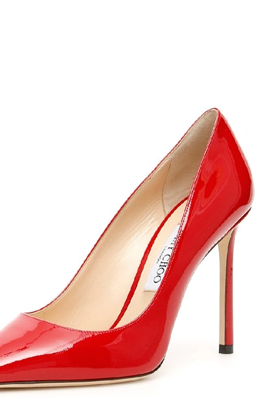 Shop Jimmy Choo Romy 100 Patent Leather Pumps In Red