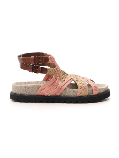 Shop Alberta Ferretti Woven Strappy Sandals In Multi