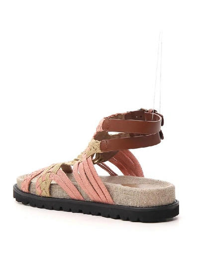 Shop Alberta Ferretti Woven Strappy Sandals In Multi