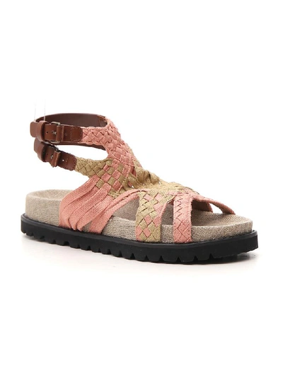 Shop Alberta Ferretti Woven Strappy Sandals In Multi