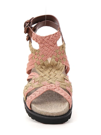 Shop Alberta Ferretti Woven Strappy Sandals In Multi