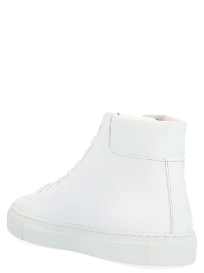 Shop Moschino Logo Lace Up High Top Sneakers In White