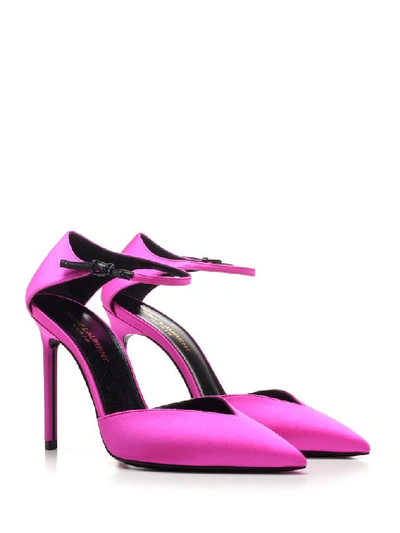 Shop Saint Laurent Anja 105 Ankle Strap Pointed Toe Pumps In Pink
