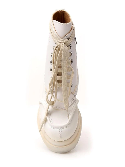 Shop Mm6 Maison Margiela Logo Embossed Combat Boots In White