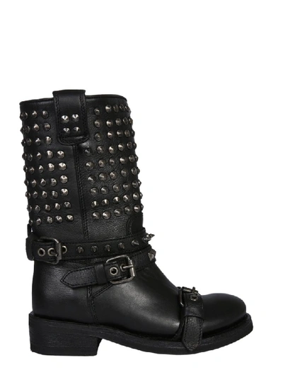 Shop Ash Alto Studded Military Boots In Black