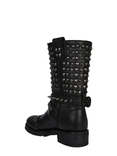 Shop Ash Alto Studded Military Boots In Black