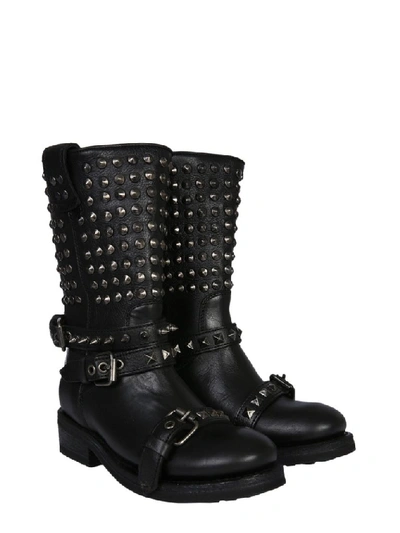 Shop Ash Alto Studded Military Boots In Black