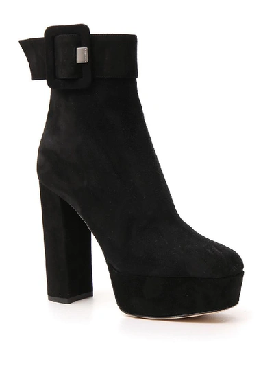 Shop Sergio Rossi Buckled Platform Ankle Boots In Black