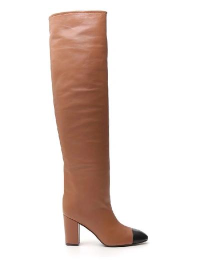 Shop Stuart Weitzman Kimberly Toe Cap Knee High Boots In Brown