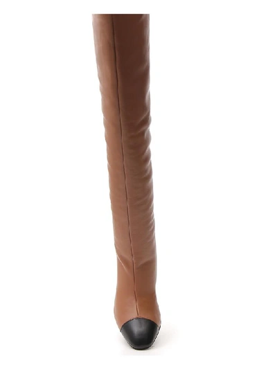 Shop Stuart Weitzman Kimberly Toe Cap Knee High Boots In Brown