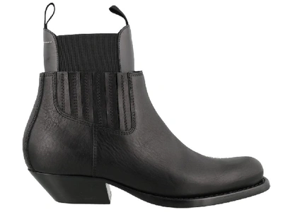 Shop Mm6 Maison Margiela Panelled Ankle Boots In Black