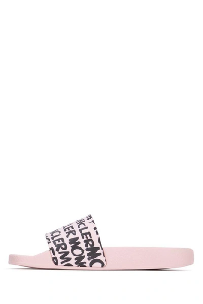 Shop Moncler Logo Printed Slides In Pink