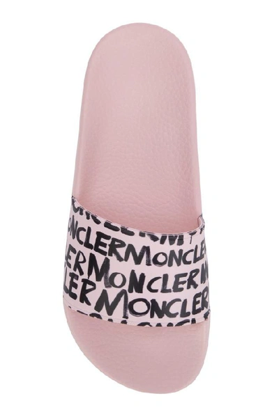 Shop Moncler Logo Printed Slides In Pink