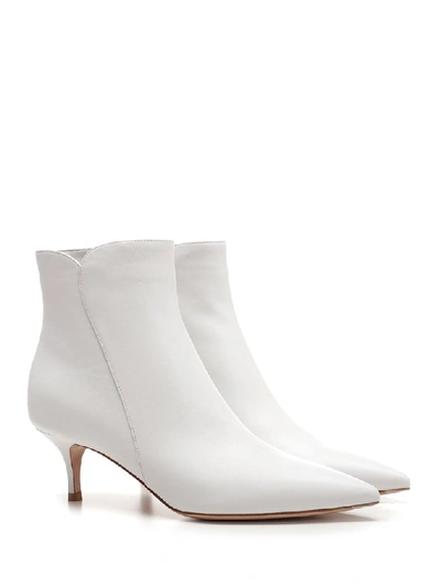Shop Gianvito Rossi Pointed Toe Ankle Boots In White