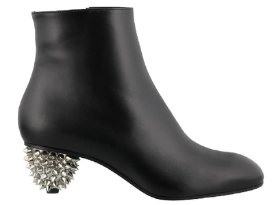 Shop Alexander Mcqueen Studded Heel Ankle Boots In Black