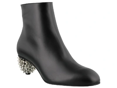 Shop Alexander Mcqueen Studded Heel Ankle Boots In Black