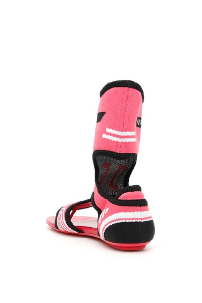 Shop Prada Logo Stretch Socks Sandals In Pink