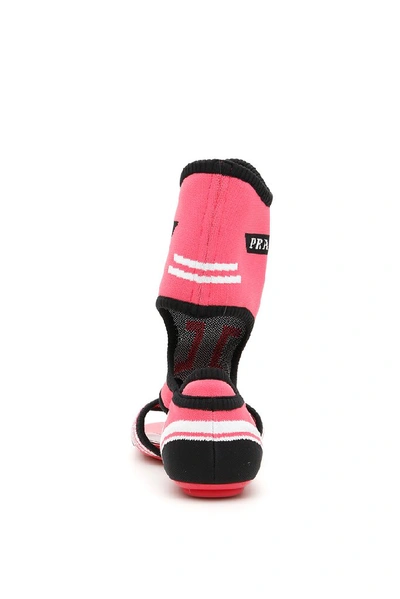 Shop Prada Logo Stretch Socks Sandals In Pink