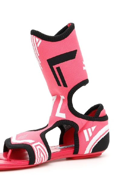 Shop Prada Logo Stretch Socks Sandals In Pink