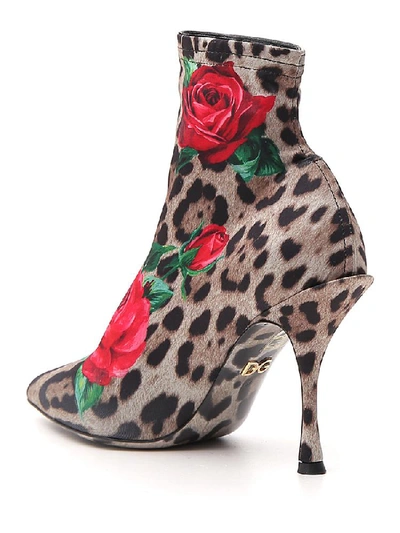 Shop Dolce & Gabbana Leopard Floral Ankle Boots In Multi