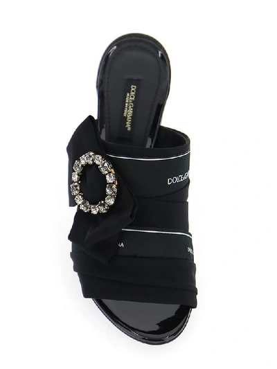 Shop Dolce & Gabbana Bow Embellished Mules In Black