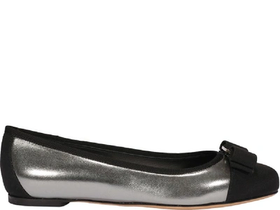 Shop Ferragamo Salvatore  Varina Ballet Flats In Silver