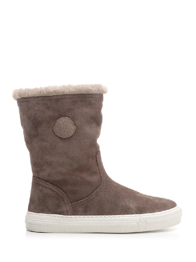 Shop Moncler Arabelle Fur Trimmed Ankle Boots In Brown