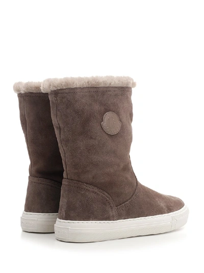 Shop Moncler Arabelle Fur Trimmed Ankle Boots In Brown