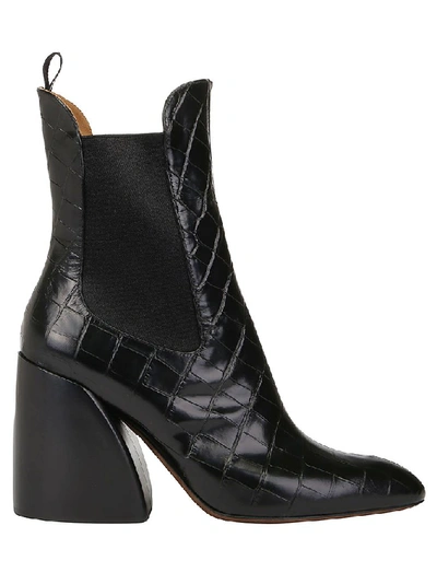 Shop Chloé Wave 90 Embossed Boots In Black