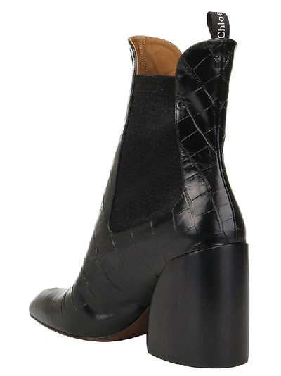 Shop Chloé Wave 90 Embossed Boots In Black