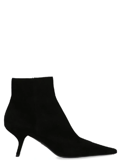 Shop Prada Asymmetric Heel Ankle Boots In Black