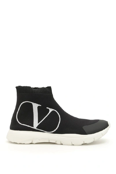 Shop Valentino Garavani Vlogo Sock Sneakers In Black