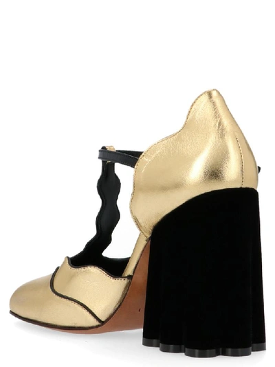 Shop Marni Mary Ankle Strap Sculpted Pumps In Gold
