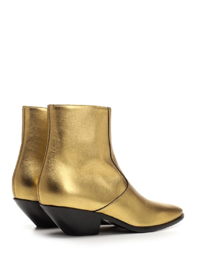 Shop Saint Laurent West 45 Metallic Ankle Boots In Gold