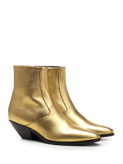 Shop Saint Laurent West 45 Metallic Ankle Boots In Gold