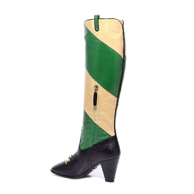 Zummi GG Horsebit striped knee-high boots, Gucci