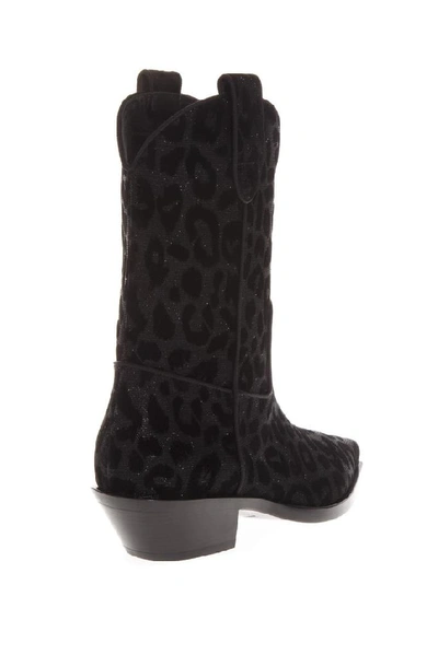 Shop Dolce & Gabbana Leopard Print Cowboy Boots In Black