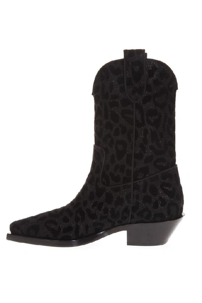 Shop Dolce & Gabbana Leopard Print Cowboy Boots In Black