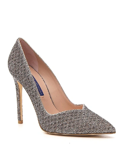 Shop Stuart Weitzman Anny 105 Pointed Toe Pumps In Silver