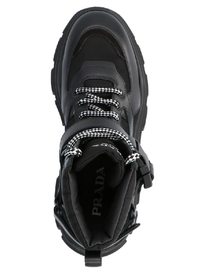 Shop Prada Chunky High Top Sneakers In Black